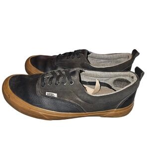 Vans Mens Era Skateboarding Shoes Size 9.5 Gum Sole Black‎ Leather Low Top